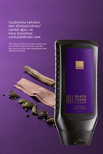 AVON Black Suede Charm Erkek Saç ve Vücut Şampuanı 250 Ml.