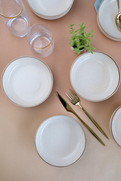 Kütahya Porselen Moderna Çorba Kasesi Tarçın 15cm 6 lı