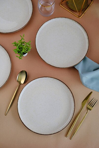 Kütahya Porselen Moderna Cake Plate Cinnamon 21cm Set of 4