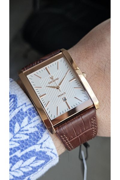 Raymond Rym-3551 Raymond Classic Men's Wristwatch - 2 Years Warranty - Steel Case and Leather Cord