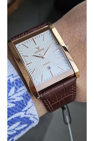Raymond Rym-3551 Raymond Classic Men's Wristwatch - 2 Years Warranty - Steel Case and Leather Cord