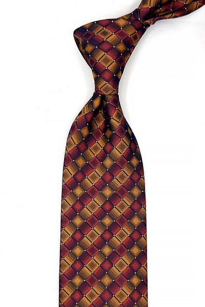 Kravatkolik Mustard Square Pattern Classic Tie Kk13168