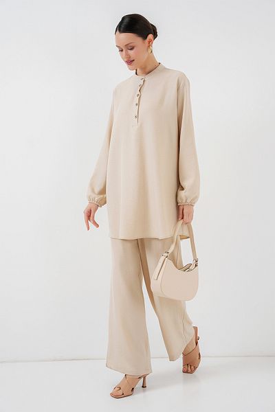 Bigdart Kreten Tunika und Pantalon Doppelset – Cremefarben