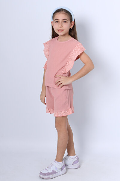 HÇM Girl's Medicated Shorts Suit Džandeletailli Solid Color Firflı