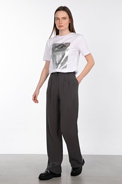 BARRELS AND OIL بنطال قماش مودال رفيع - أنثراسايت