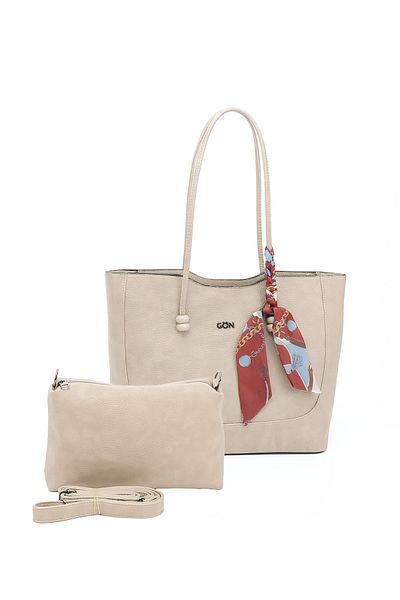 GÖNDERİ(R) Women / Girls Beige Scarf Puppy Shoulder Bag