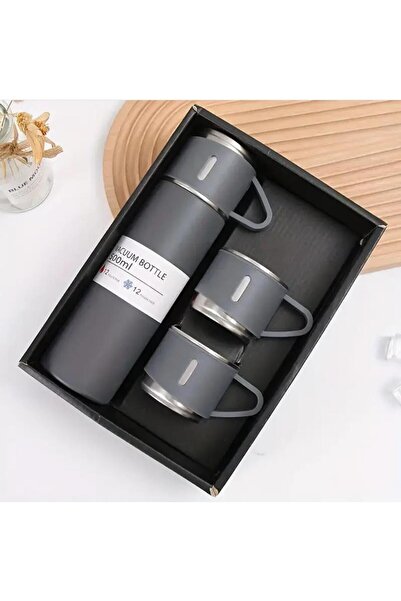 Hayveys home Paslanamaz Çelik Lüks 3 bardaklı Termos Seti Vakumlu 500 ML