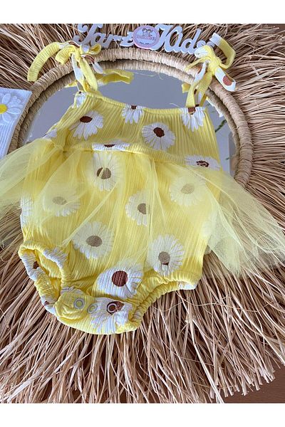 EBRU ÖZÖRGÜCÜ Girl's Tulle Daisy Jumpsuit Bandana Socks Set