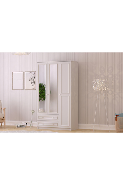 Rabi Lina Country 3 Kapak 2 Çekmeceli Aynalı Gardırop