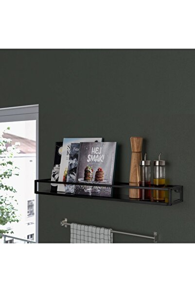 IKEA Metal Duvar Rafı 75x13x7 Cm İkea Fotoğraf Çerçeve Rafı Siyah Renk Çelik Raf