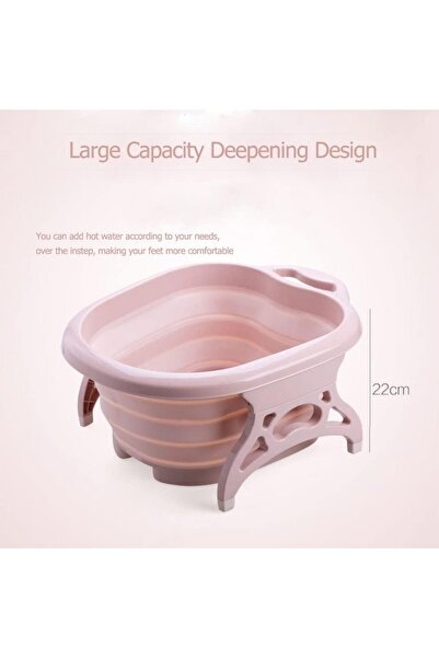Youtrico حمام قدم قابل للطي مع بكرة تدليك القدم، مناسب لتقليل التعب - وردي