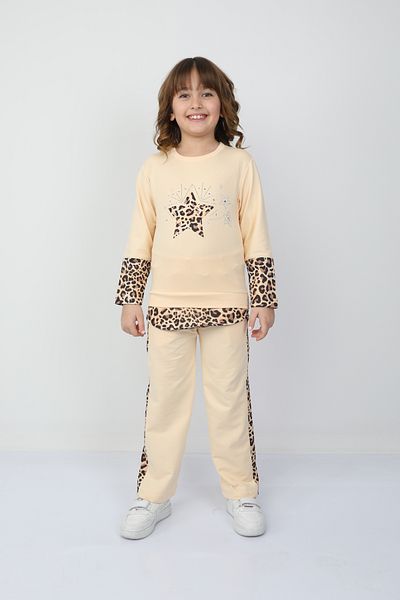 e-çocuk Girl's Leopard Star Suit 37037