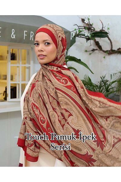 VaVscarfs Touch Imported Cotton Silk Shawl Red