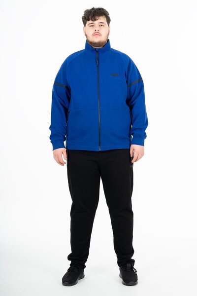 MARATON Büyük Beden Erkek Hakim Yaka Dar Paça Uzun Kol Saks Eşofman Takımı 21518