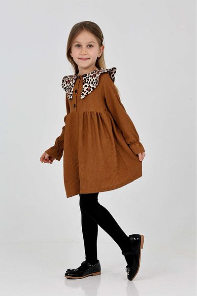 ANGELOS GIRLS Крепова рокля с шарена яка за момиче 12190