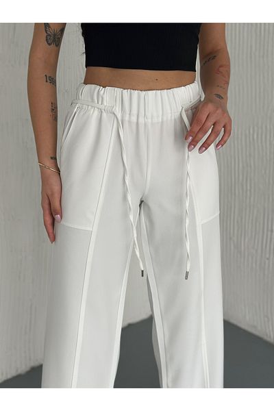 sportiness PANTALONI DABIL FABRIC CU DETALII PIESE CU ȘIRETURI CU ȘIRETURI