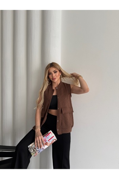 QİMYA BUTİK BUKETLİ Kadın Kapitone Çıt Çıtlı Yelekli Kontras Renk Pantolonlu ...