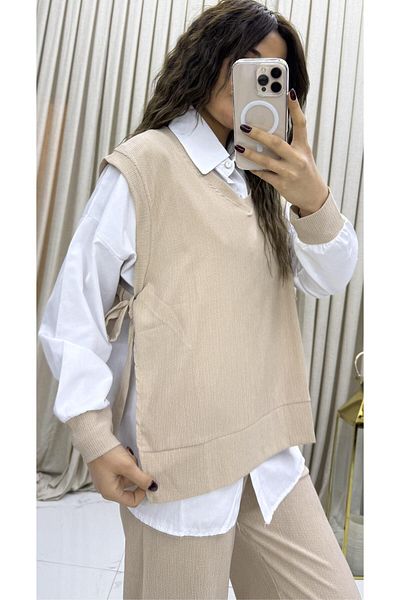 Daves Relax Fit 3'Lü Kalığın and Beige Pants Set