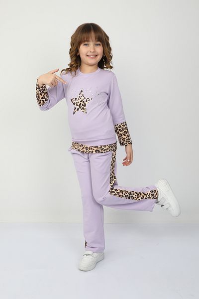 e-çocuk Girl's Leopard Star Suit 37037