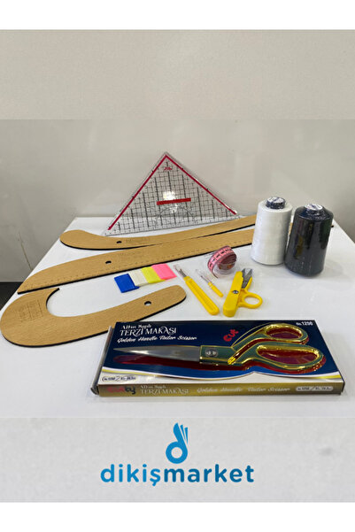 dm dikişmarket Dikişe Başlangıç Seti (dikiş ipi,geoderik cetvel,mezura,kumaş makası,çizgi sabunu)