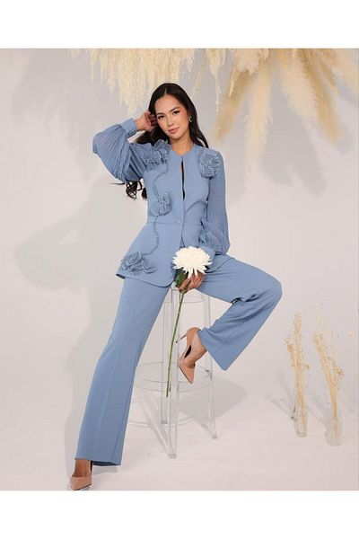 Eyes Life XL Size - Blue Color Pantalon Jacket Set