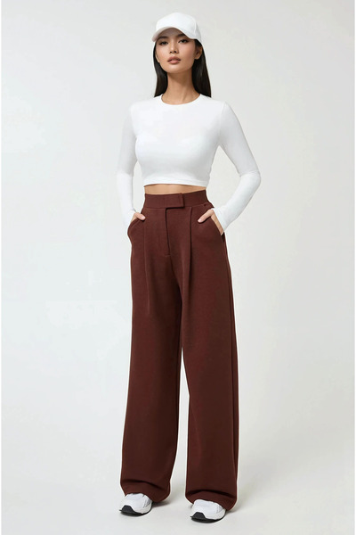 Hiccup Панталони от креп Palazzo с висока талия, ликра и велкро