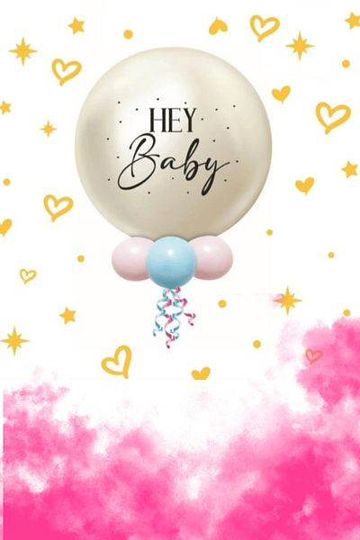 aşkın concept Gender Reveal Party Balloon Set - Chrome White Gold 24 Inch Blue Jumbo Size