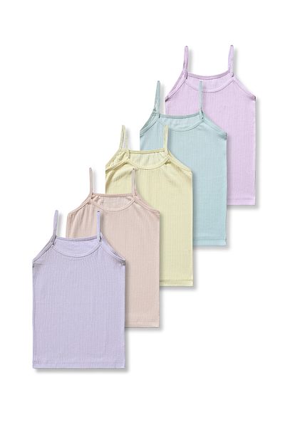 GizaKids 95% Cotton Girls' Undershirt Underwear Set of 5