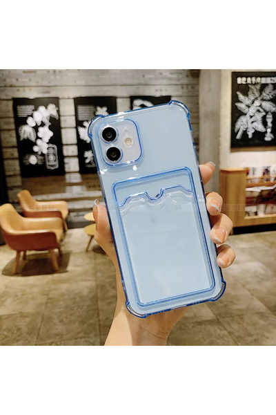 EDELFU iPhone 11 Cepli Kartlıklı Şeffaf Köşeleri Darbe Emici Koruyucu Telefon...