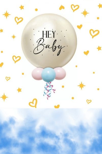 aşkın concept Gender Reveal Party Balloon Set - Chrome White Gold 24 Inch Blue Jumbo Size