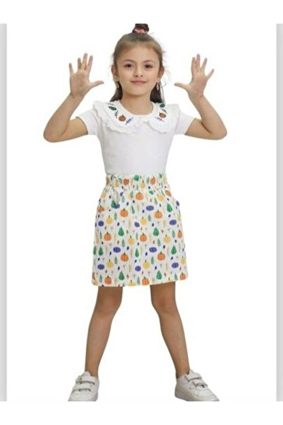 İncilay Kids Devojčički set kratkih rukava sa suknjom sa džepovima, za uzrast...
