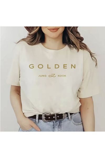LA GULER Μπλουζάκι με στάμπα Golden Jung Kook Unisex Oversize/Wide Design