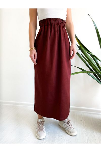 FREYA MODA Pencil Denim Skirt with Elastic Waist
