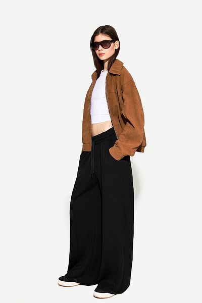 Bershka Soft touch wide-leg trousers