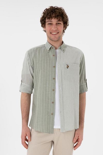 U.S. Polo Assn. Men's Dark Khaki Long Sleeve Shirt G081Sz004.000. 2103034
