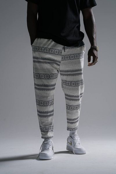 FıttingRoom Aztec Patterned Baggy Trousers with Elastic Waist