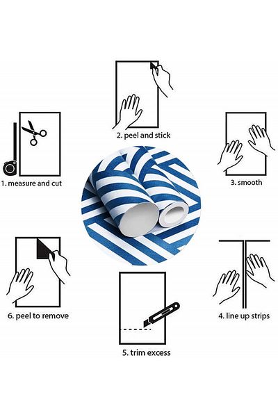 Evolyline Tapet autoadeziv Evolyline, PVC, albastru/alb, 45 cm x 3 m