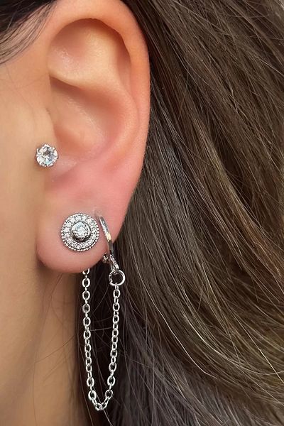 CAŞ DEKORASYON Silver Color Stone 3-Piece Earring Set