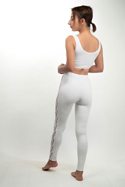 İMER TEKSTİLL Yani Ribbon Lace Cotton Modal Long Leggings