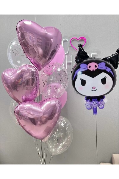 Bkmc Σετ στολίδι για πάρτι γενεθλίων Kuromi Balloon για κορίτσια