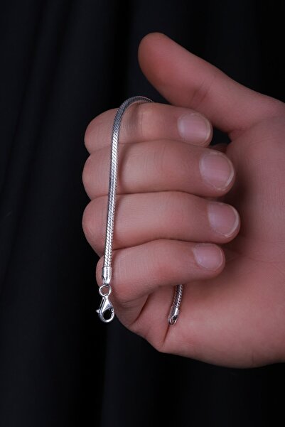 ENCİLİ SİLVER 925 Ayar Gümüş 2,8 Mm Yılan Zincir Model Bileklik