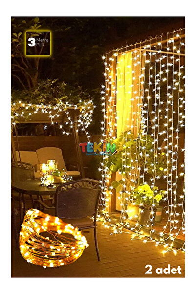 TEKİNOW 2 ADET 3 Metre Peri Led Pilli Duvar - Perde - Fotoğraf Çerçeve Süsleme Çok Amaçlı Peri Led  2 ADET