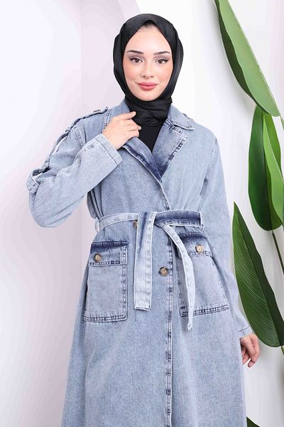 İmajButik Τζιν καμπαρντίνα με μπλε μανίκια