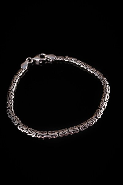 ENCİLİ SİLVER 925 Ayar Gümüş 4,5 mm Ezme Kral Zincir Model Erkek Bileklik
