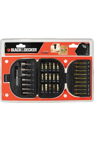 Black&Decker 32 Pieces Screwdriver Bits Set, Socket Bits And Magnetic Bit Holder For Screwdriving A7094-XJ