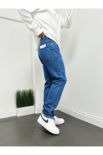 TÜZeMEN Washed Straight Baggy Boy Blue Jean Trousers