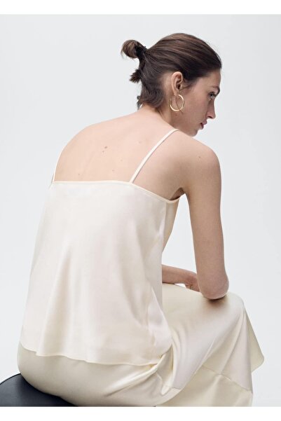 MANGO Woman Drape yaka saten bluz