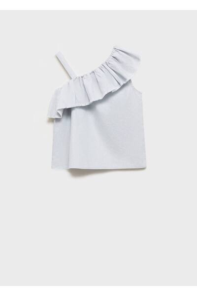 MANGO Kids Ασύμμετρη μπλούζα με βολάν