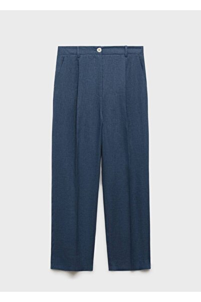 MANGO Woman Pileli keten pantolon