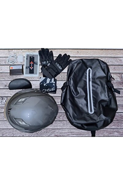 Genel Markalar Kask Çantası Siyah (Reflektörlü Motosiklet Sırt Çantası)